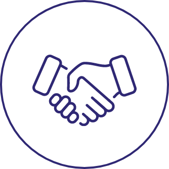 Liniengrafik eines Handschlags als Symbol für Vertrauen und Partnerschaft.